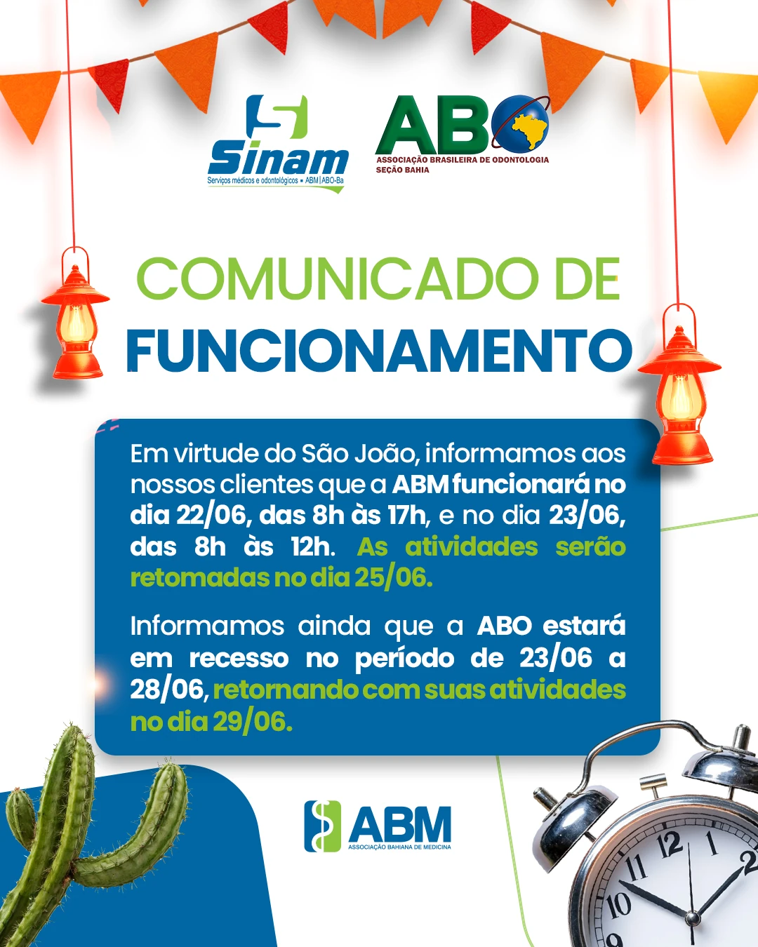 Comunicado de Funcionamento