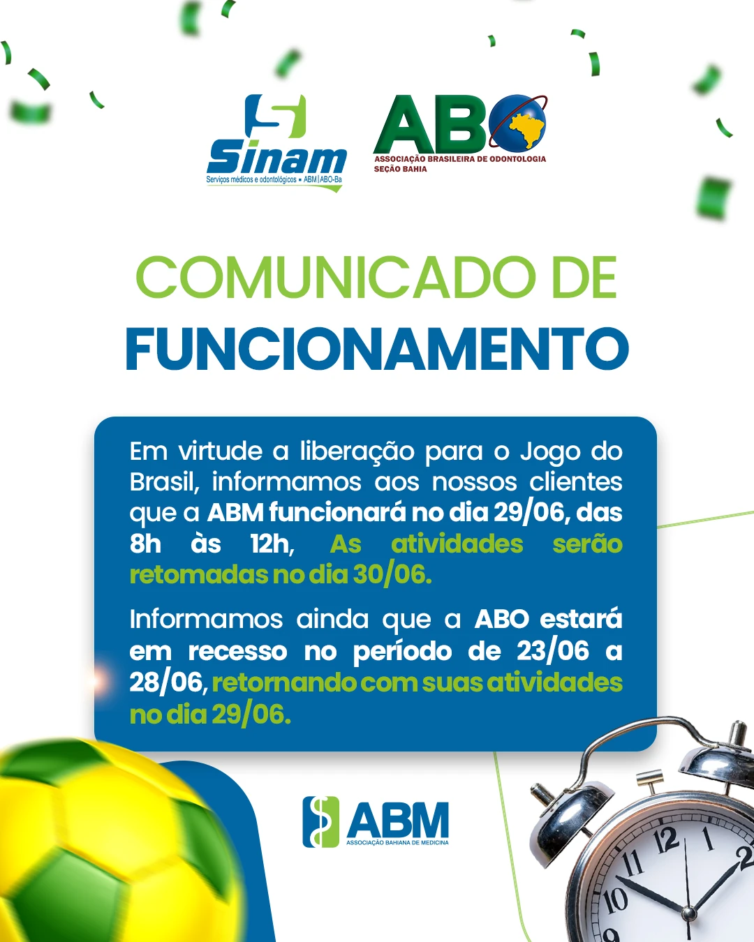 Comunicado de Funcionamento - COPA